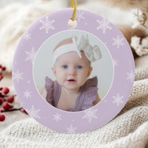 Baby's erstes Weihnachten lila Foto-Schneeflocke