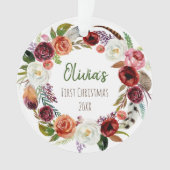 Babys erstes Weihnachten Modernes Blumengebäck-Fot Ornament (Vorderseite)