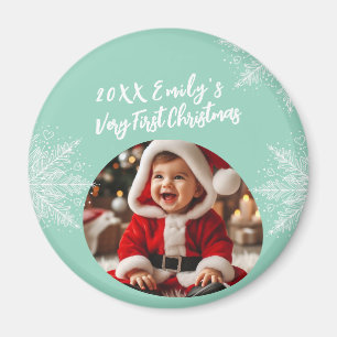Baby's erstes Weihnachten personalisiertes Foto  Magnet