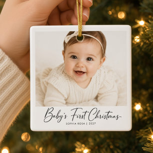 Baby's erstes Weihnachten personalisiertes Foto Na Keramikornament