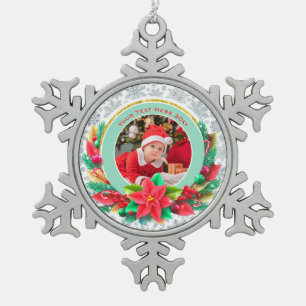 Baby's erstes Weihnachten personalisiertes Namensf Schneeflocken Zinn-Ornament