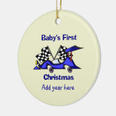 Babys erstes Weihnachten Racecar Keramikornament (Links)