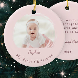 Baby's erstes Weihnachten Rosa elegantes Foto-Ande Keramik Ornament