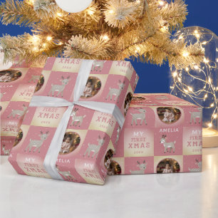 Baby's erstes Weihnachten Rosa Hirsch Foto Geschenkpapier