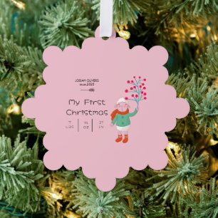 Baby's erstes Weihnachten - Süße Lammkunst auf Ros Ornament Karte