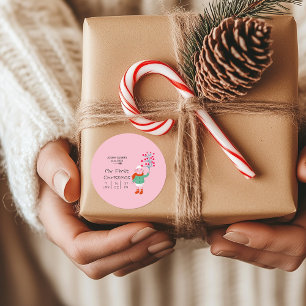 Baby's erstes Weihnachten - Süße Lammkunst auf Ros Runder Aufkleber