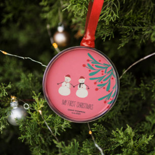 Baby's erstes Weihnachten - süßes Schneemann-Duo a Ornament Aus Metall