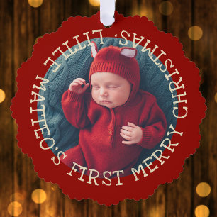 Baby's erstes Weihnachten Süßes Vintage Fügen Sie Ornament Karte