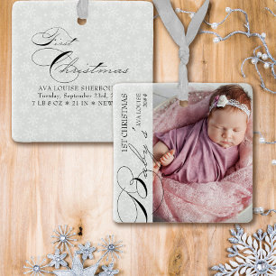 Baby's erstes Weihnachten Vertikales Foto Schneefl Keramikornament