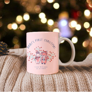 Baby's erstes Weihnachten Waldtiere Freunde  Zweifarbige Tasse
