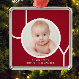 Baby's erstes Weihnachts Custom Keepake Red Foto Ornament Aus Metall
