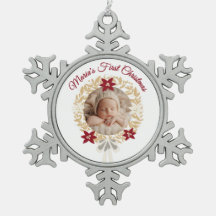 Baby's erstes Weihnachts-Schneeflocken-Foto-Orname