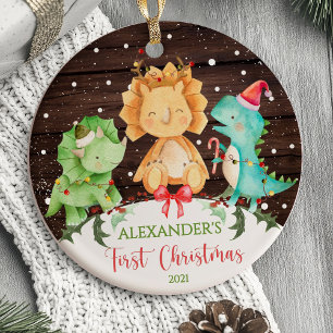 Baby's erstes Weihnachtsbaum-Dinosaurier-Schmuckst Keramik Ornament