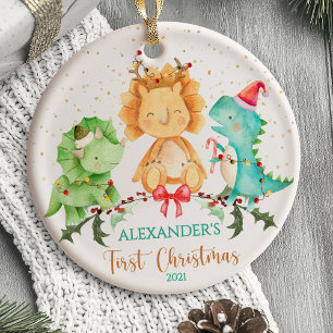 Baby's erstes Weihnachtsbaum-Dinosaurier-Schmuckst Keramik Ornament
