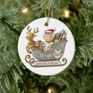 Baby's erstes Weihnachtsbaum-Ornament Keramik Ornament