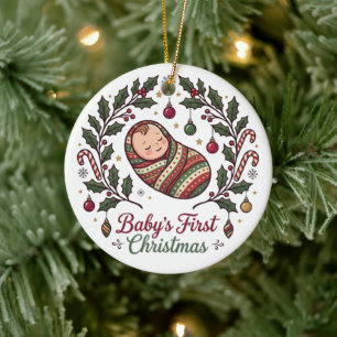 Baby's erstes Weihnachtsbaum-Ornament Klassisch Keramik Ornament