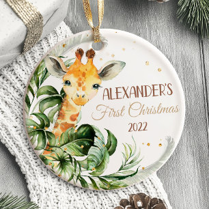 Baby's erstes Weihnachtsbaum-Ornament Safari-Tiere Keramik Ornament