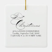 Babys erstes Weihnachtsfest-Foto Elegante Kalligra Keramikornament (Rückseite)