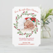Babys erstes Weihnachtsfest-Foto Feiertagskarte (Stehend Vorderseite)
