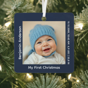 Babys erstes Weihnachtsfest-Foto Geburtsstunde Ornament Aus Metall