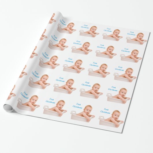 Babys erstes Weihnachtsfest-Foto Geschenkpapier (Ungerollt)