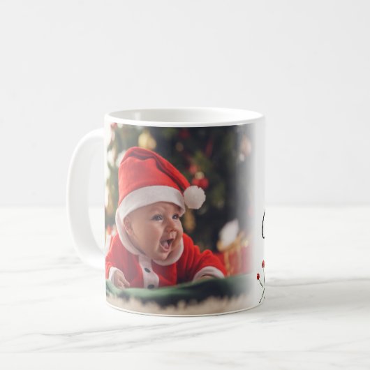 Babys erstes Weihnachtsfest-Foto Kaffeetasse (Vorderseite Links)