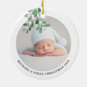 Babys erstes Weihnachtsfest-Foto Keramik Ornament (Hinten)