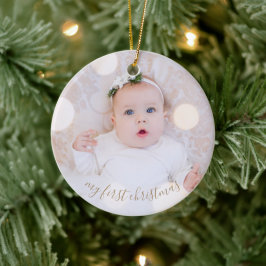 Babys erstes Weihnachtsfest-Foto Keramik Ornament