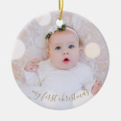 Babys erstes Weihnachtsfest-Foto Keramik Ornament (Vorne)