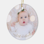 Babys erstes Weihnachtsfest-Foto Keramik Ornament (Links)