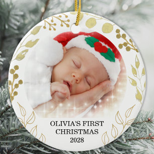 Babys erstes Weihnachtsfest-Foto Keramik Ornament