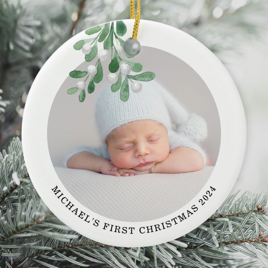 Babys erstes Weihnachtsfest-Foto Keramik Ornament