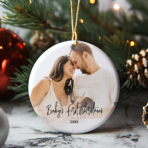 Babys erstes Weihnachtsfest-Foto Keramik Ornament