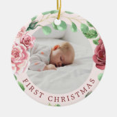 Babys erstes Weihnachtsfest-Foto Keramik Ornament (Vorne)