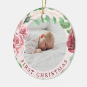 Babys erstes Weihnachtsfest-Foto Keramik Ornament (Links)
