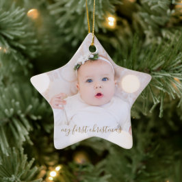 Babys erstes Weihnachtsfest-Foto Keramik Ornament