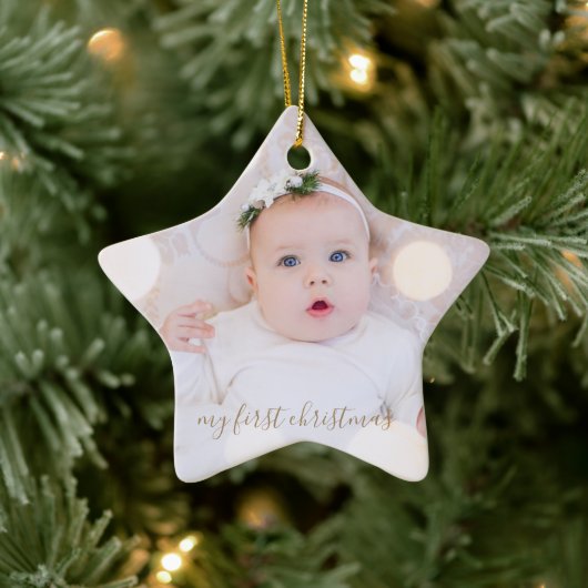 Babys erstes Weihnachtsfest-Foto Keramik Ornament (Baum)