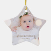 Babys erstes Weihnachtsfest-Foto Keramik Ornament (Hinten)