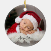 Babys erstes Weihnachtsfest-Foto Keramik Ornament (Hinten)