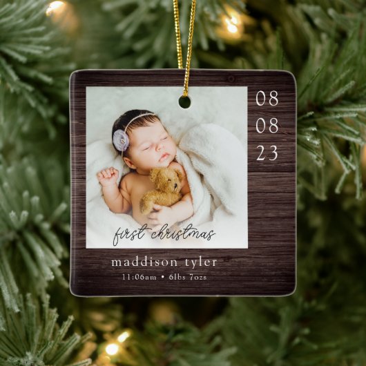 Babys erstes Weihnachtsfest-Foto Keramikornament (Baum)