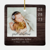 Babys erstes Weihnachtsfest-Foto Keramikornament (Rückseite)