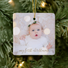 Babys erstes Weihnachtsfest-Foto Keramikornament