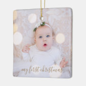 Babys erstes Weihnachtsfest-Foto Keramikornament (Links)