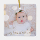 Babys erstes Weihnachtsfest-Foto Keramikornament (Vorderseite)