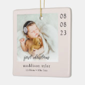 Babys erstes Weihnachtsfest-Foto Keramikornament (Links)