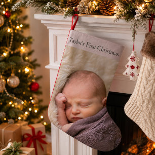 Babys erstes Weihnachtsfest-Foto Kleiner Weihnachtsstrumpf