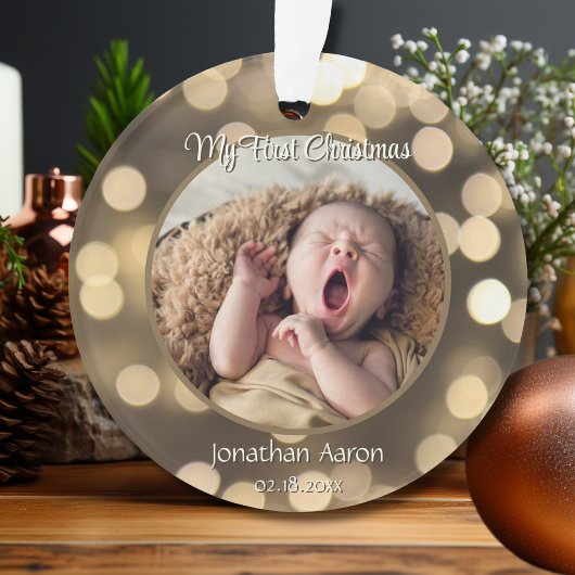 Babys erstes Weihnachtsfest-Foto Name Golden Keepa Ornament