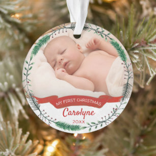 Babys erstes Weihnachtsfest-Foto Ornament