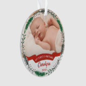 Babys erstes Weihnachtsfest-Foto Ornament (Vorderseite)