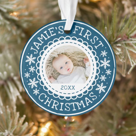Babys erstes Weihnachtsfest-Foto Ornament (Baum)